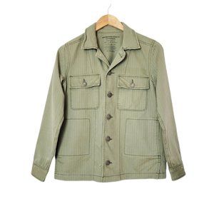 American Eagle Utility Jacket Army Olive Green Factory Distressed Lightweight